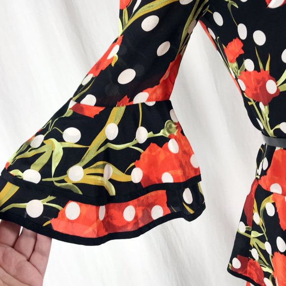 Dolce & Gabbana Polka Dots and Carnations Ruffled Mini Dress Spring/Summer 2015 - Picture 7 of 11